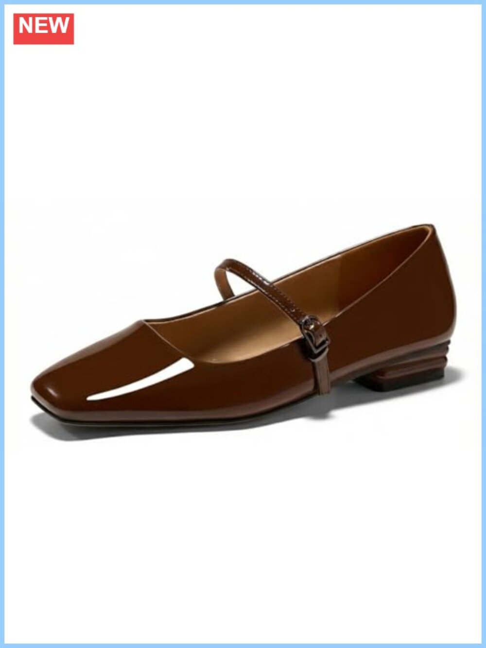 Mary Jane Flats Closed Square Toe Ballet Flat Dress Shoes Faux Leather